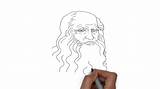 Vinci Leonardo Da Draw Easy Drawings Face Coloring sketch template