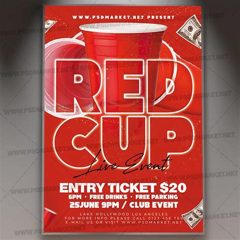 red cup  event psd template flyer psdmarket