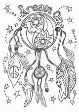 Coloring Colouring Adult Dream Catcher Pages Native American Indian Books Etsy Moon Quote Digital Pattern sketch template