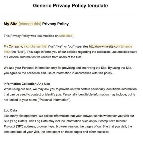 sample privacy policy template termsfeed
