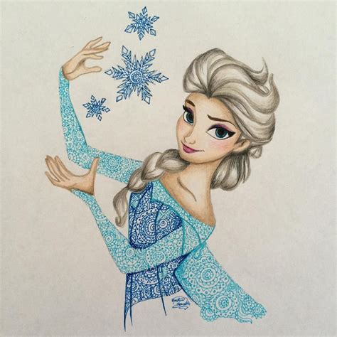 elsa drawing  kristinaillustrations atinstagram frozen frozen drawings disney art drawings