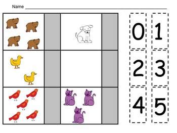 brown bear counting sets independent practice  kindergarten