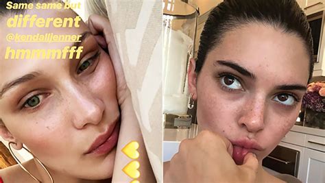 bella hadid and kendall jenner without makeup see pretty selfies hollywood life