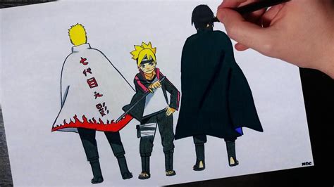 Drawing Seventh Hokage Naruto Uzumaki Sasuke Uchiha And