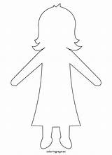 Doll Paper Template Printable Girl Dolls Female Coloring Kids Templates Pages Print Girls Sheets Preschool Felt Teacher Craft sketch template