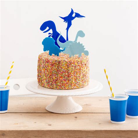 mini pink dinosaurs party cake topper collection by funky laser