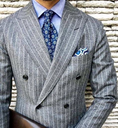Get This Gorgeous Grey Double Breasted Pinstripe Suit From