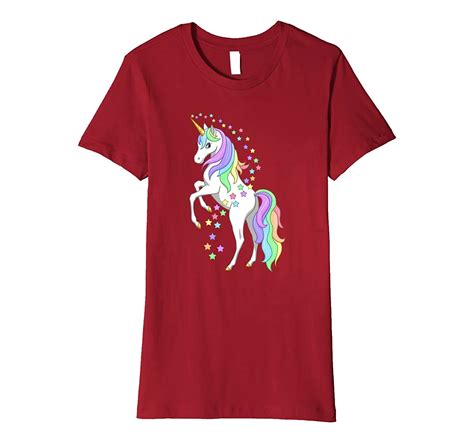 Pretty Rearing Rainbow Unicorn Colorful Stars T Shirt Unicorn Brand
