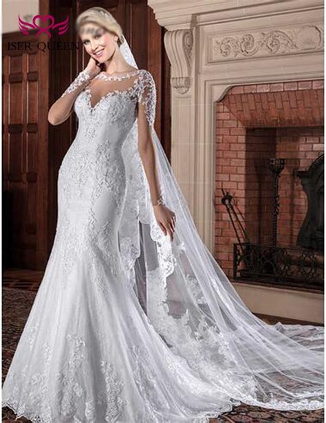Sexy Illusion V Neck Mermaid Wedding Dresses Bridal Wedding Gown 2019