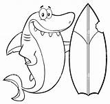 Surfboard Shark Coloring Cartoon Drawing Bite Pages Clipart Gills Vector Print Illustrations Getdrawings Clip Getcolorings Color Printable Mascot Smiling Character sketch template