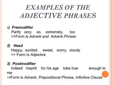 adjective phrase definition  examples grammar bytes