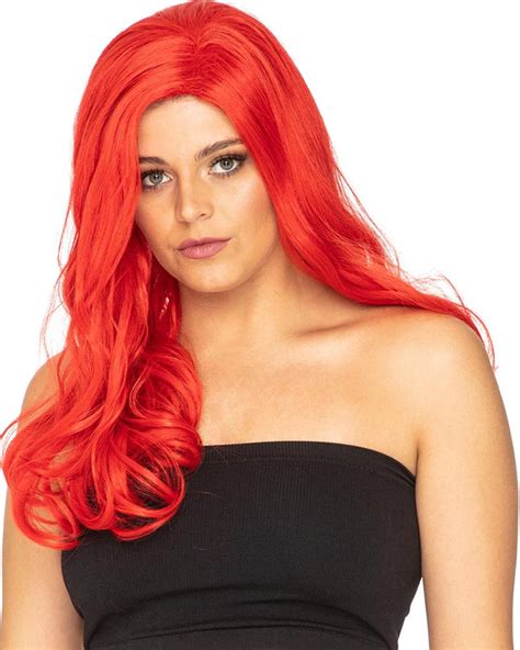 glamour deluxe red long wavy wig