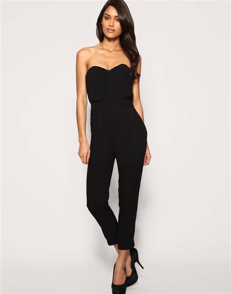lyst asos collection asos pleated bust jumpsuit  black