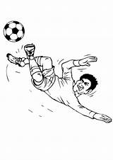 Coloring Soccer Pages Player Ball Football Kicking Categories Kids sketch template