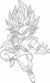 Goku Ssj2 Kid Coloriage Lineart Sangoku Dbz sketch template