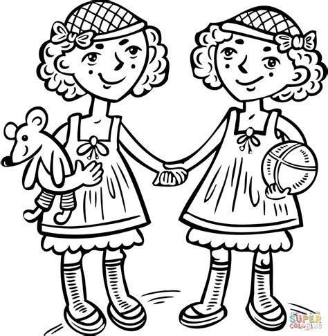 girls twins coloring page  printable coloring pages