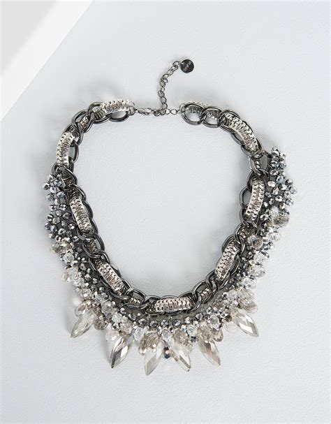 bershka united kingdom stone chain necklace necklace chain