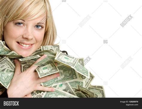 woman holding money image photo  trial bigstock