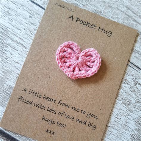 pocket hug heart thoughtful gift crochet hug gift etsy uk