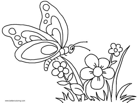 butterfly coloring pages  flowers  printable coloring pages