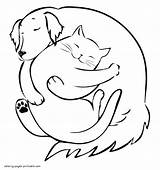 Coloring Dog Cat Pages Sleeping Printable Drawing Together Memorial Pet Service Animals Print Getdrawings Christmas Will Story sketch template