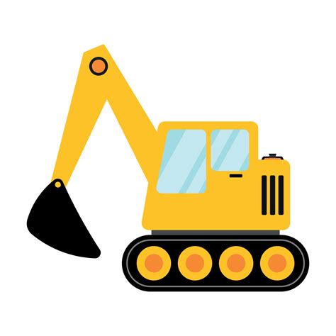 excavator  construction equipment large icon clipart  animated vector illustration
