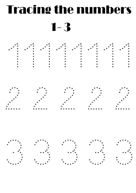 early education tracing numbers worksheets free printable