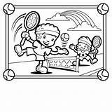 Coloring Pages Kids Tennis Sports Playing Printable Children Sandbox Book Clipart Print Template Popular Comments sketch template