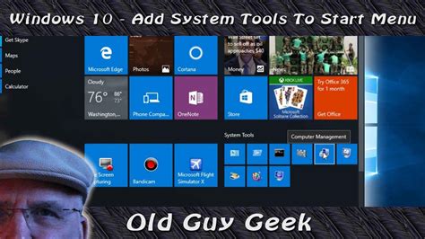windows  add system tools  start menu youtube