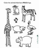 Legs Preschool Activity Four Worksheets Coloring Child Worksheet Pages Printable Kids Activities Animals Number Color Animal Kid Legged Print Sheets sketch template