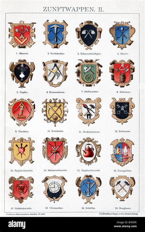 guild emblems symbols  craft guilds historical chromotafel
