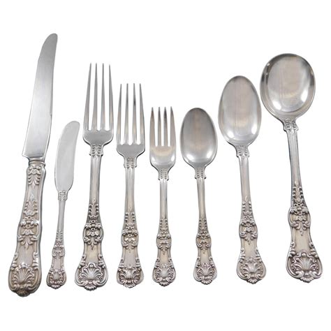 english king  tiffany   sterling silver dinner flatware set