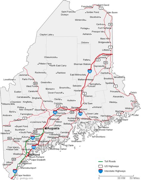 map  maine cities maine road map