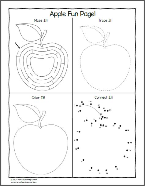 apple worksheets mamas learning corner