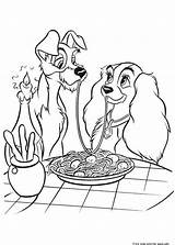 Coloring Pages Lady Tramp Kids Spaghetti Printable Disney Color Colouring Print Kleurplaten Dibujos Belle sketch template