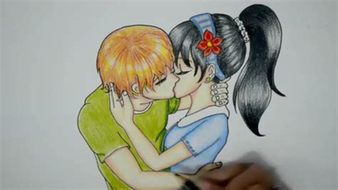 Como Dibujar Una Pareja Anime Besandose Dibujo De Amor