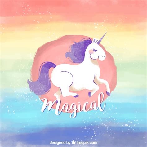 rainbow watercolor background  unicorn vector