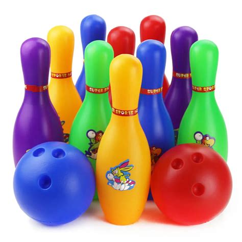colorful standard  piece bowling set   pins  bowling balls