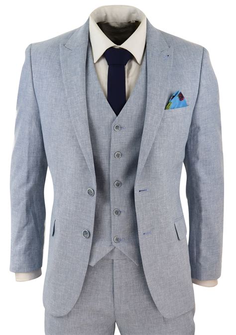 mens light blue  piece linen suit buy  happy gentleman