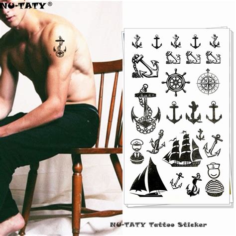 Nu Taty Marine Pirate Anchor Temporary Tattoo Body Art Arm Flash Tattoo