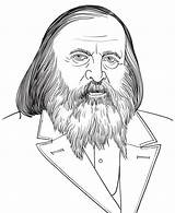 Mendeleev Dmitri Chimico Ritratto För Teckning Stående Periodic Illustrationer Scientists Vektorer sketch template