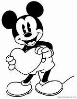 Mickey Coloring Heart Pages Holding Classic Mouse Disney Valentine Minnie Printable Goofy Disneyclips Funstuff sketch template