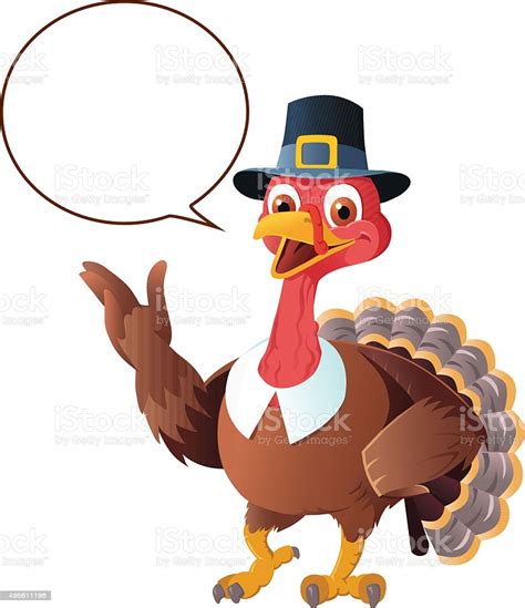 Thanksgiving Turkey Cartoon With Speech Balloon Stock