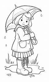 Coloring Pages Rainy Girl Rain Pe Salvat sketch template