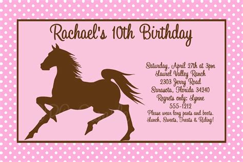 printable horse birthday party invitations dolanpedia