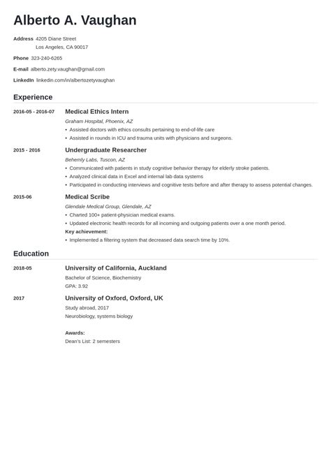 medical student cv  template guide