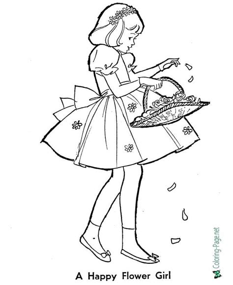 wedding coloring page  flower girl