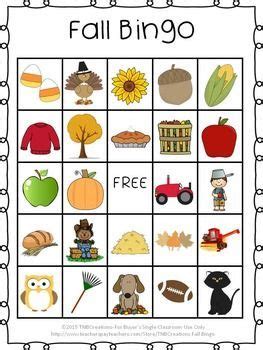 fall bingo fun fall activities fall preschool fall kindergarten