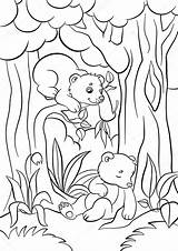 Coloring Animals Pages Wild Forest Two Cute Stock Bears Baby Illustration Little Ya Vector Mayka Depositphotos sketch template