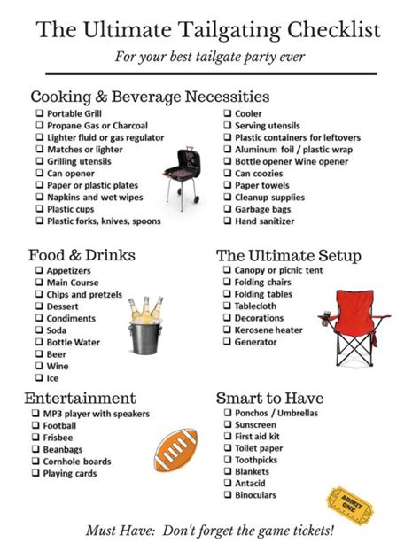ultimate tailgating checklist    party  tailgate checklist tailgating fun